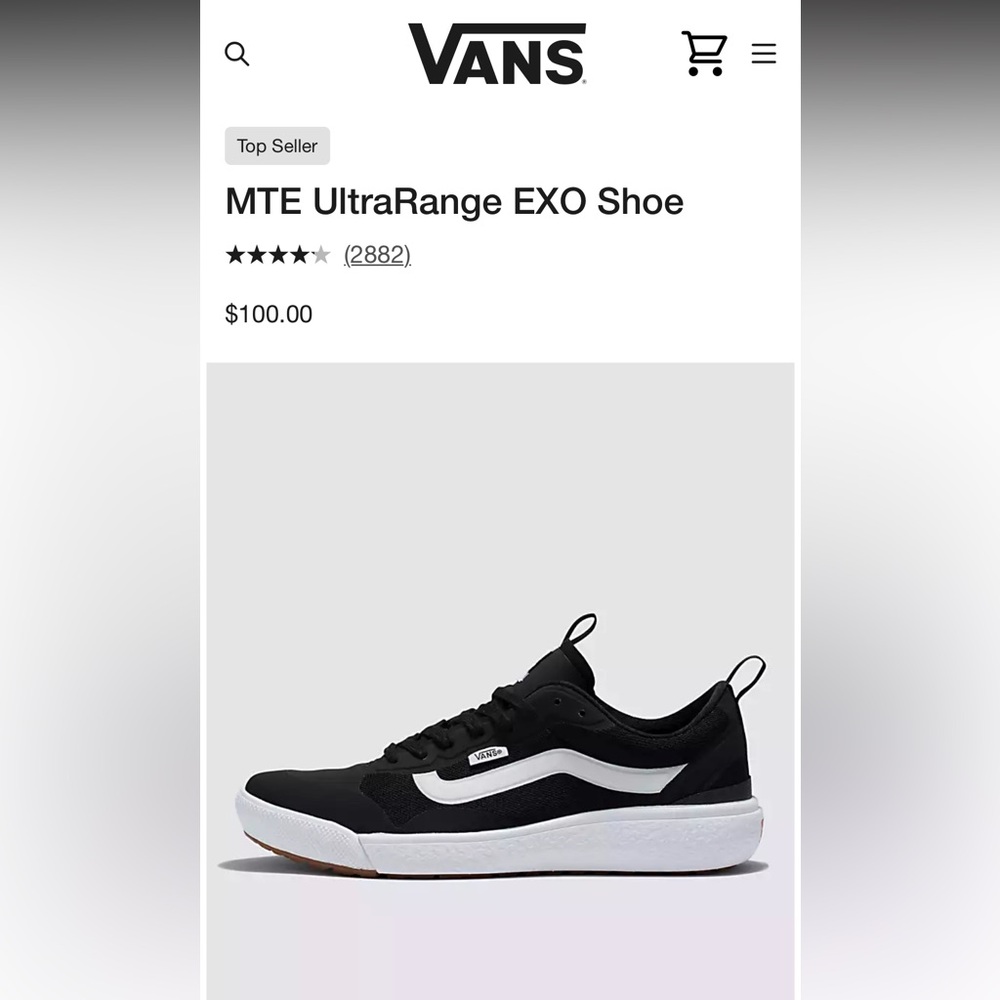 NWT Vans MTE UltraRange EXO Men's Black Sneaker - never worn men 11.5/women 13